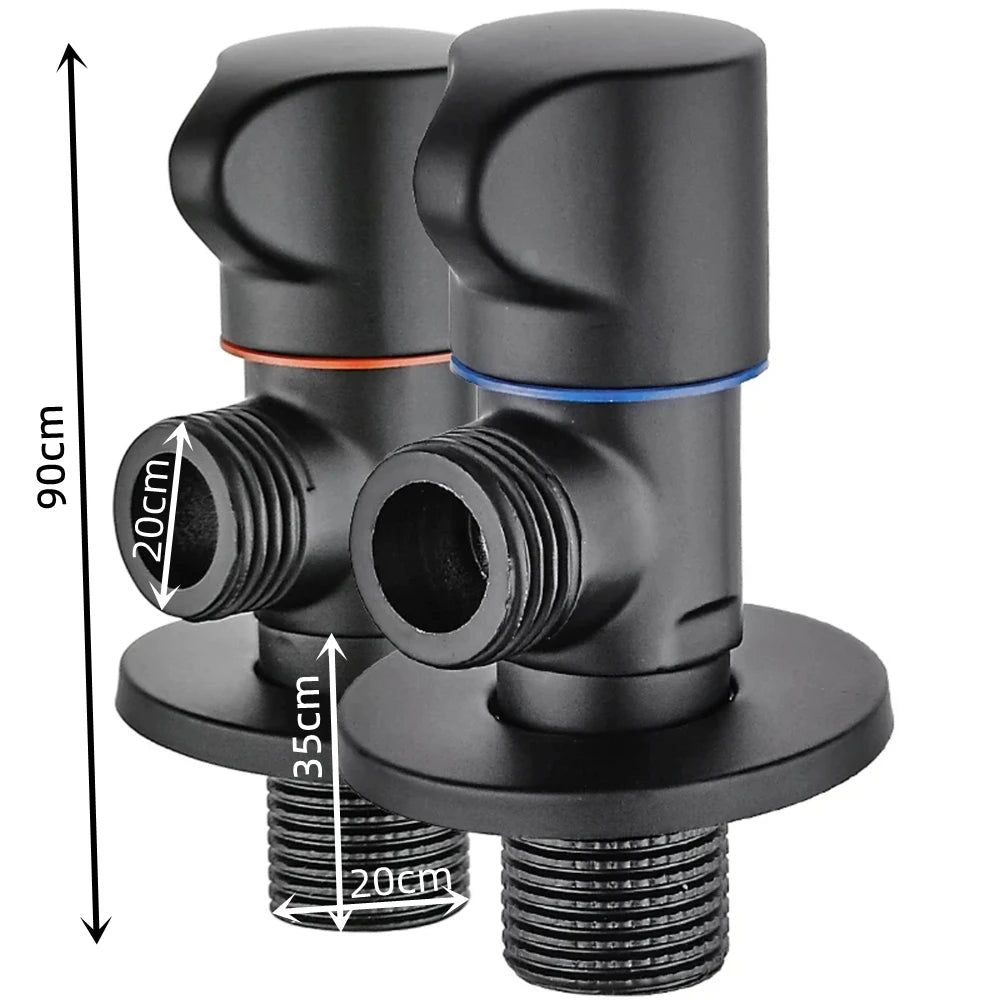 Black Stainless Steel Bathroom Filling Angle Valve G1/2 Threaded Standard Male Corner Bidet for Kitchen Cold Hot Tap Accessories
