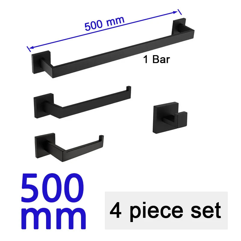 Matte Black Bathroom Hardware 304 Stainless Steel Towel Rack Toilet Paper Holder Liquid Soap Holder Towel Bar Toilet Accessories
