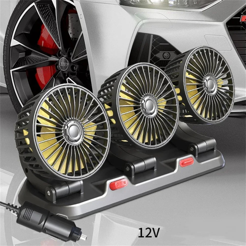 1/2/3 Head Car Fan Summer Air Cooler USB/12V/24V Adjustable 2 Speeds Silent Fan for Home Desk Office & Car