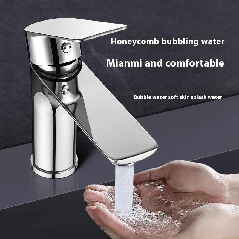 ZEXEF 304 Stainless Steel Bathroom Faucet and Shower Combined Wash Basin Mixer Tap Only Hot Cold Single Deck Mounted Lavatory