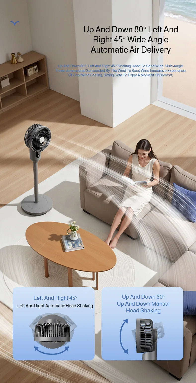 Household Floor Fan Three-speed Wind Silent Electric Fan Floor High Wind Air Circulation Fan Dual-purpose Fan WithUniversal Head