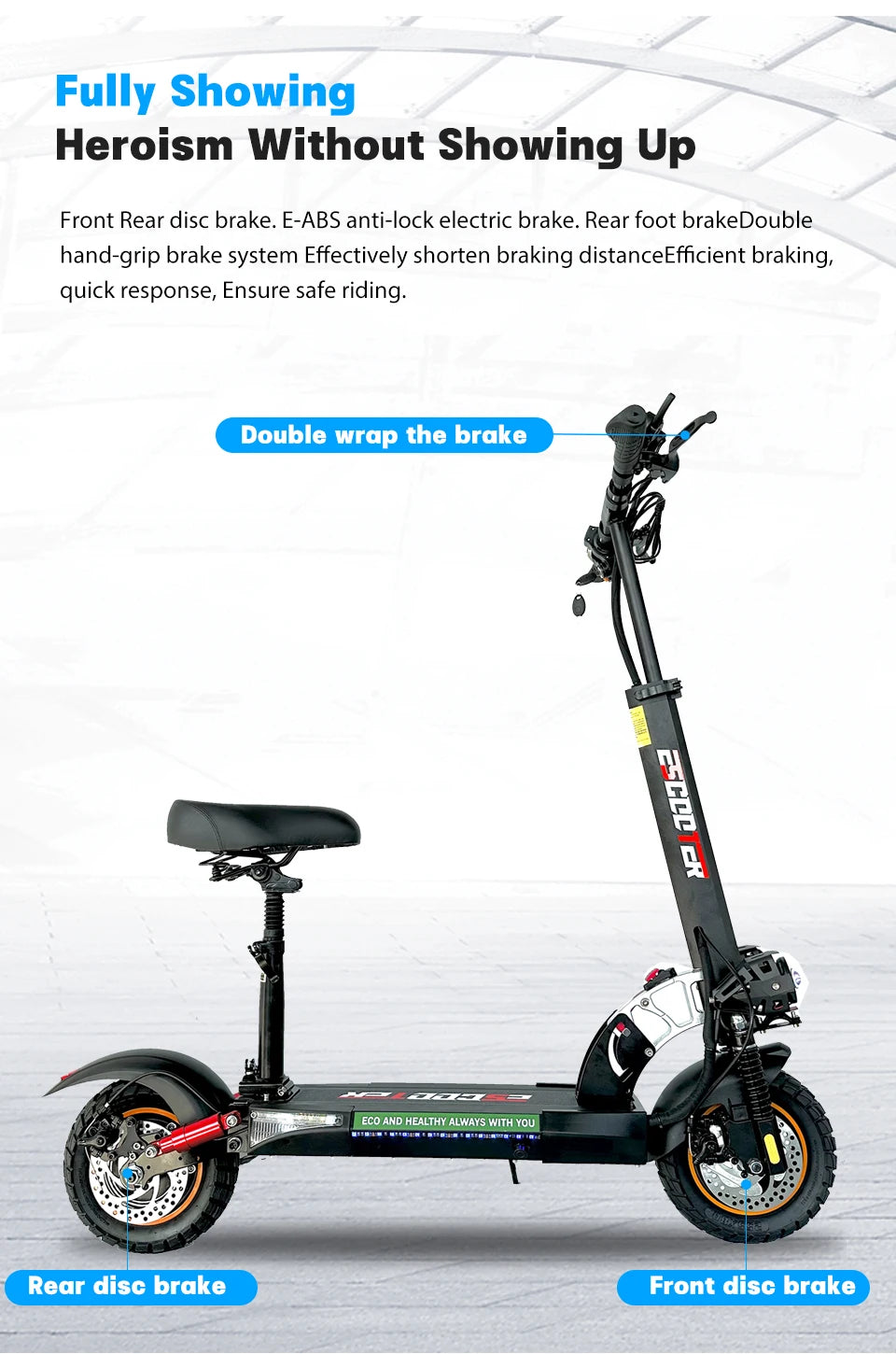 800W Powerful Electric Scooter 48V 13Ah Max Speed 45km/h Long Range 10'' Tires Dual Shock Absorbing Folding EScooter for Adults