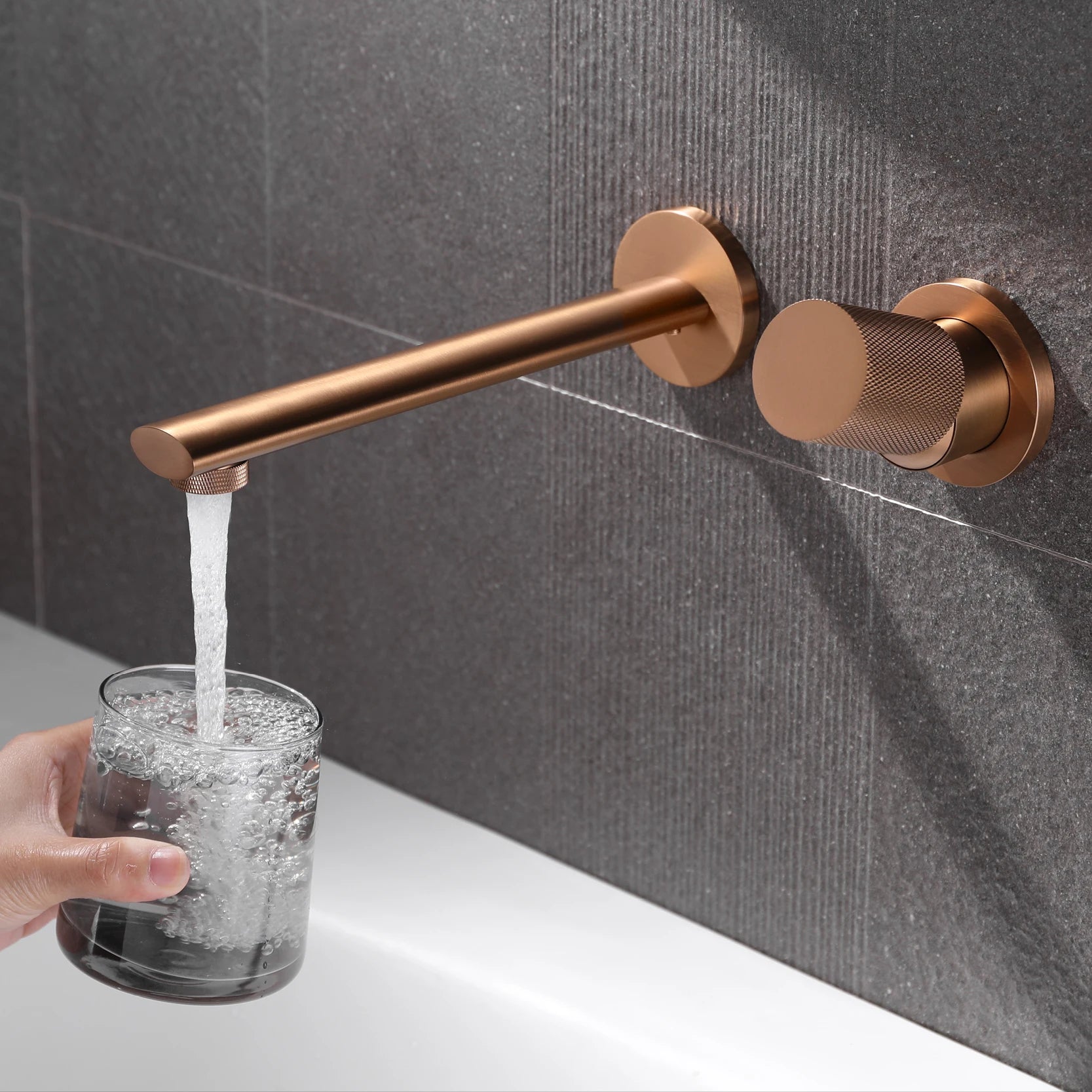 Luxury Brass Black Wall Mounted Bathroom Faucet with Single Handle and 2-Hole Modern Design for Hot and Cold Water Basin Faucet