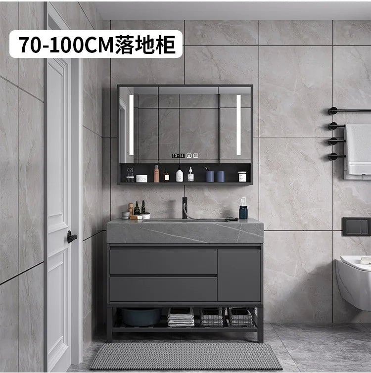 Washbasin Floor Bathroom Cabinets Vintage Drawer Light Toilet Bathroom Cabinets Intelligence Partition Mobiletto Bagno Furniture
