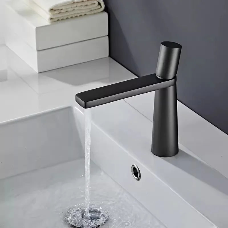 Black Bathroom Faucet Gray Basin Faucets Hot & Cold Bathroom Sink Faucet Deck Mounted Lavotory Faucet  Mixer Water Tap SS 304