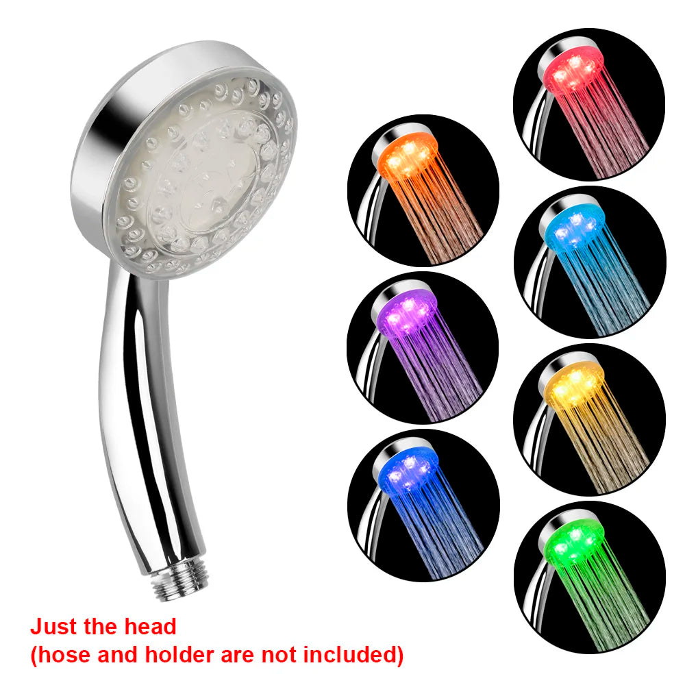 Square Fixed Showerhead Rainfall Top Spray 7 Colors Gradual Changing 3 colors Temperature Sensor LED Shower Head