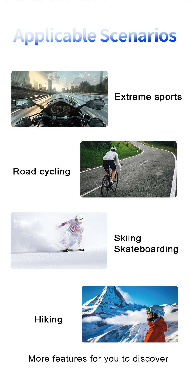 HD 4K Action Camera Wireless Wi-Fi Mini Outdoor Sports Cam Waterproof Multi-Function Cycling Recorder Wearable Helmet Cam