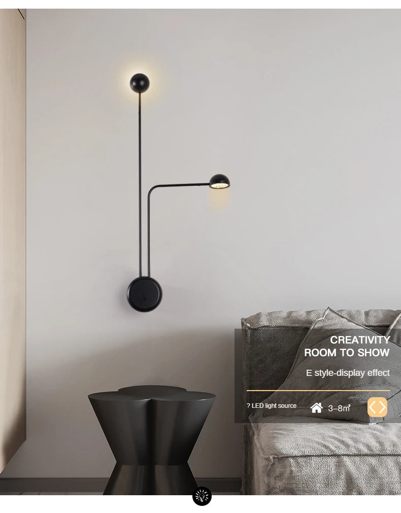 Postmodern Wall Lamp Iron Line Lamp Modern minimalist wall light Bedroom  Background Wall Restaurant Bar wall metal decor light