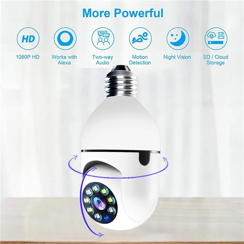 1080P HD E27 Bulb Surveillance Camera Anti-theft Outdoor Indoor Security Monitor Wireless WiFi Camera Night Vision Audio IP Came