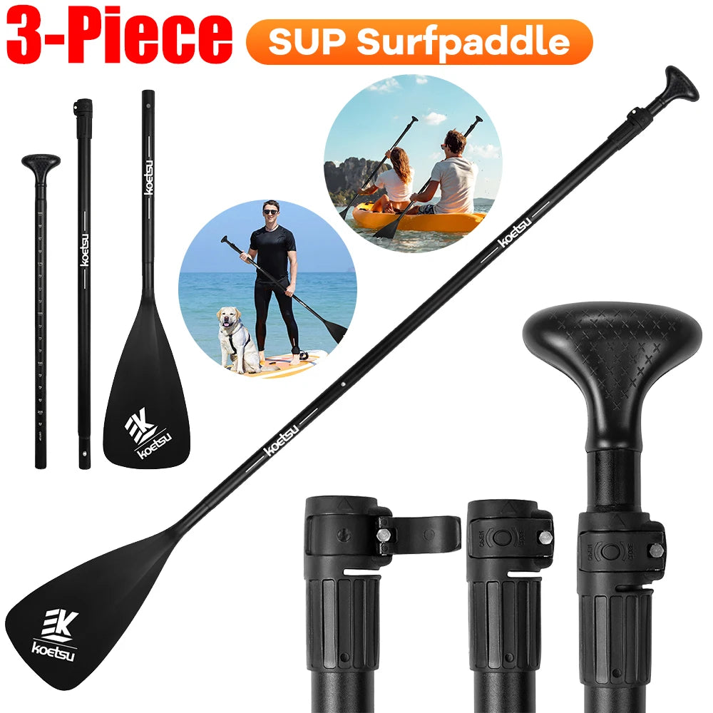 Single Head Paddle Adjustable Length Stand Up Paddleboard Paddles Aluminum Alloy SUP Surfpaddle for Outdoor Water Sports 3PC-set