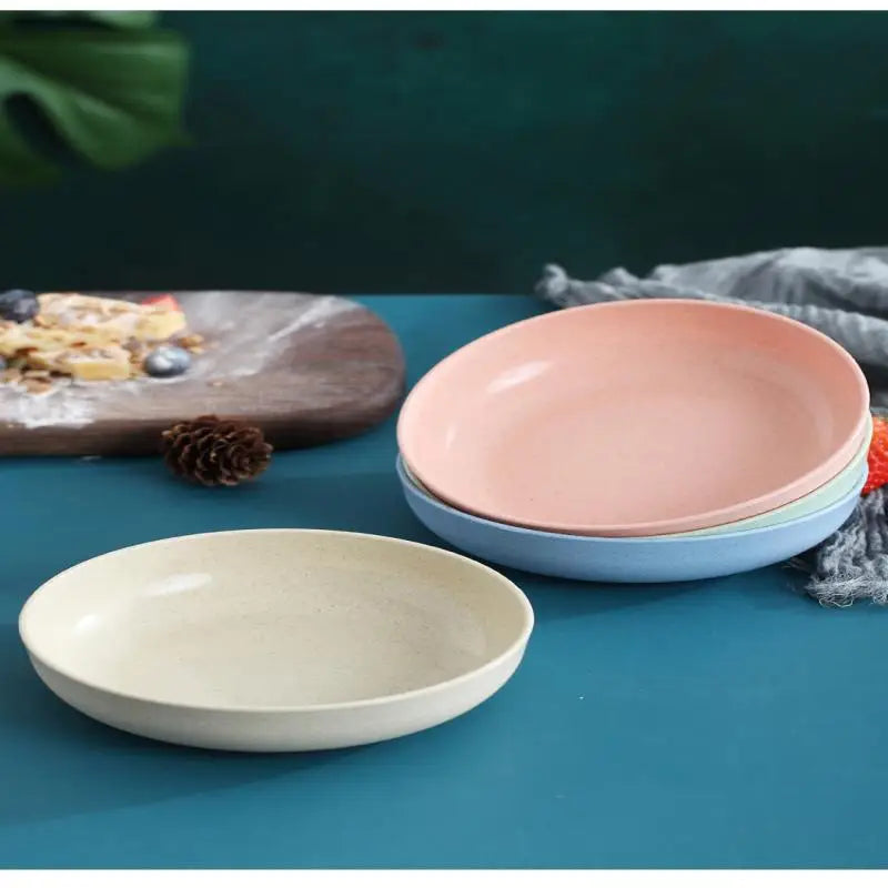 5pcs/set Vegetable Plate Tableware Plate Nordic Wheat Straw Plate Fruit Plate