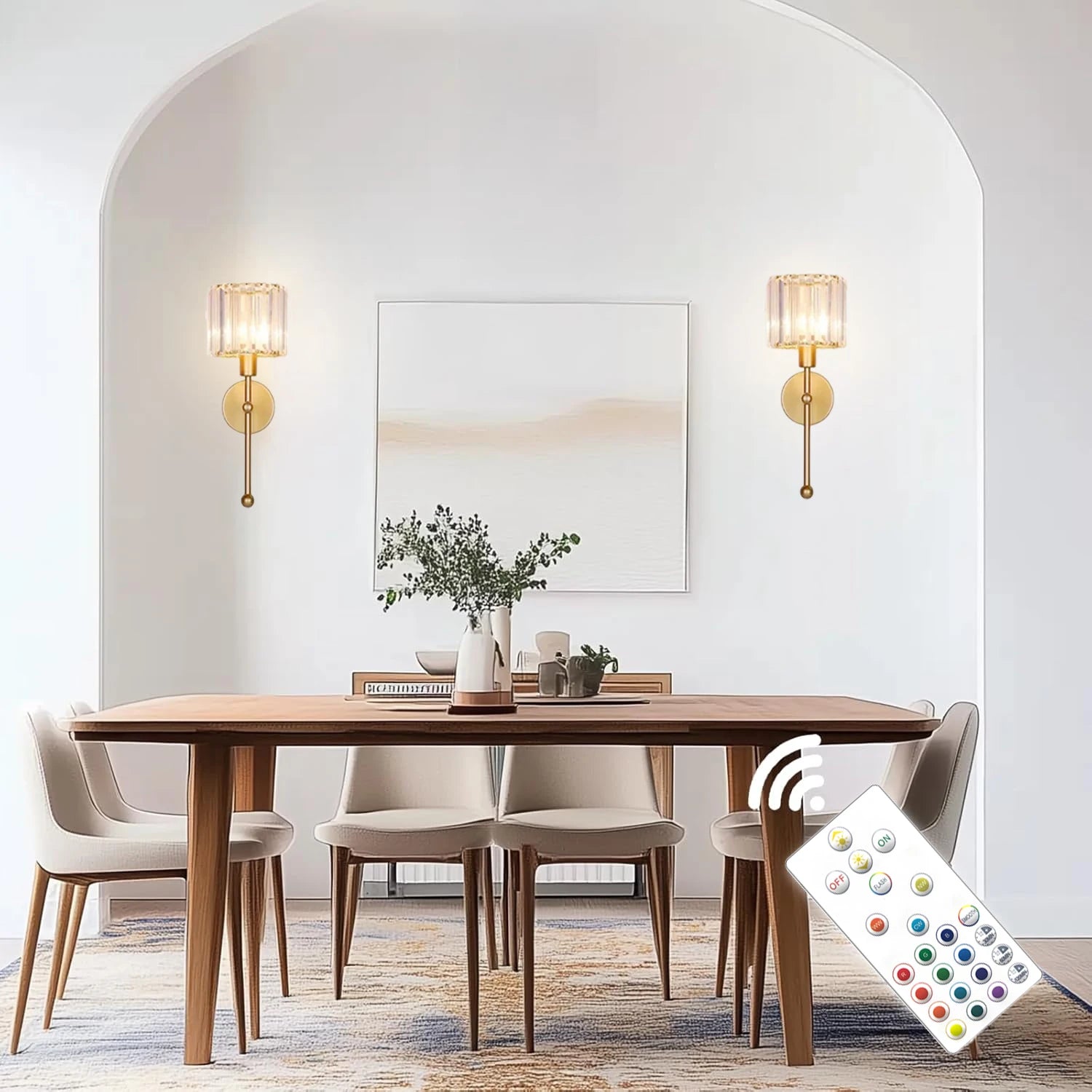 Modern LED wall light luxury transparent crystal wall light, no wiring and rechargeable, living room corridor lighting fixtures,