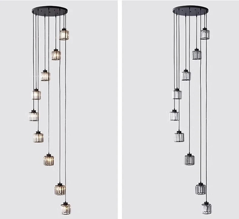 Staircase Pendant Lamp Modern Light Luxury Crystal Lamp Simple Living Room Lamp Duplex Hotel Lobby Interior Decoration Lighting