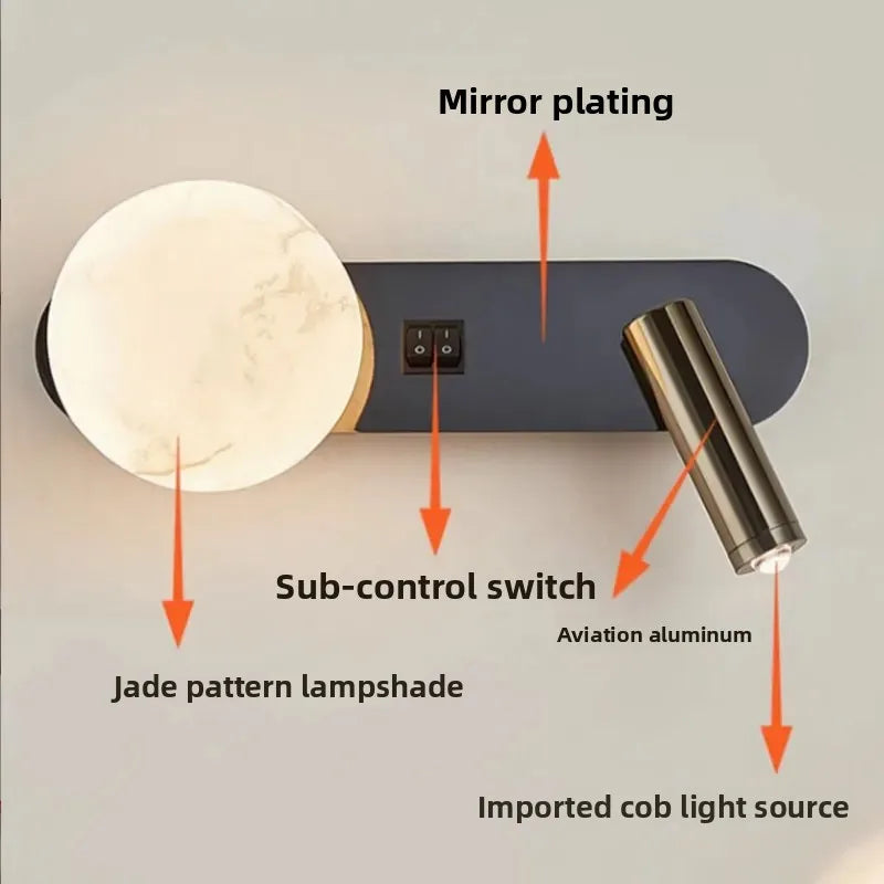 Nordic Modern Black and White Minimalist Wall Lamp Living Room Sofa Background Wall Decorative Lamp Light Luxury Bedroom Bedside