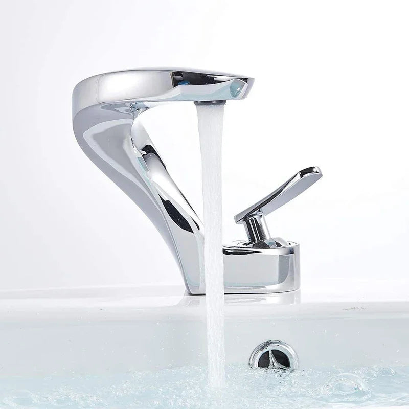 Luxury Bathroom Faucet Curve Single Handle Wash Basin Sink Faucet Hot And Cold Water Sink Mixer Tap Brass Deck Mounted Torneira