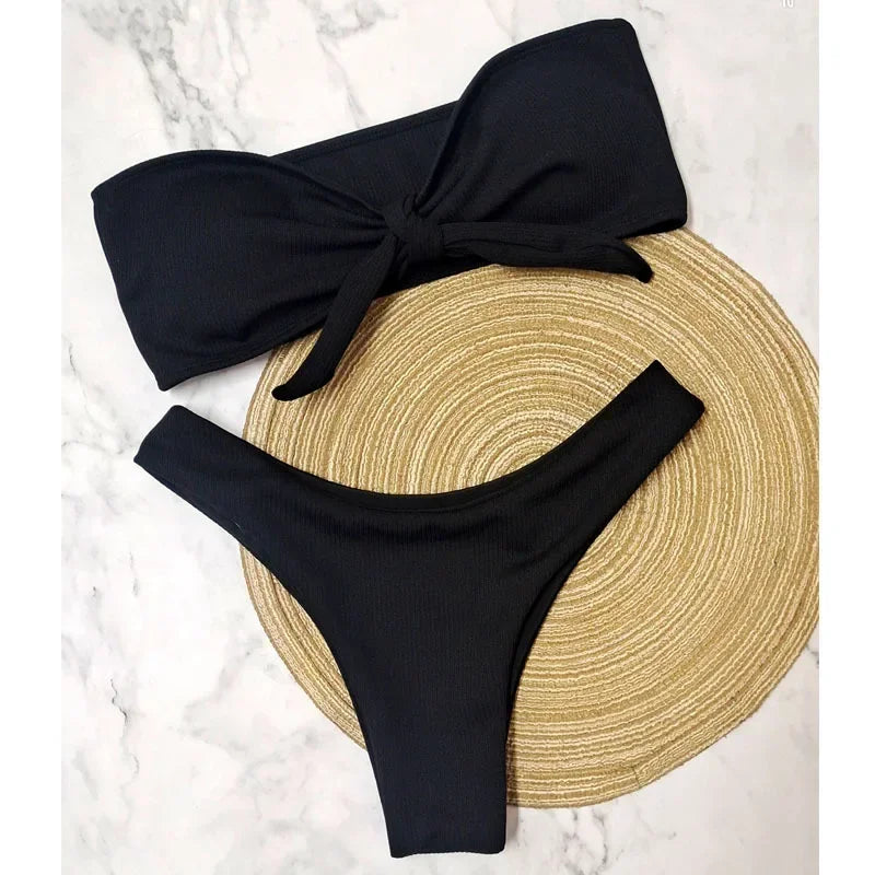 Sexy Bikini Bottoms Women's 2025 Swimsuit Low Waisted Bottom Solid Color Swimwear Thong Beachwear Brazilian Bathing Suit Summer