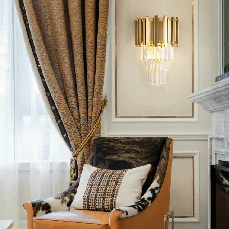 Modern Luxury Crystal Minimalist Creative Living Room Background Wall Staircase Wall Lamp Bedroom Bedside Lamps