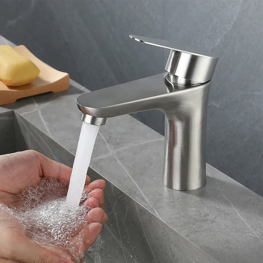 Bathroom Basin Faucet Stainless Steel Cold Water Tap Toilet Single Lever Kitchen Sink Tap Bathroom Washbasin Faucet