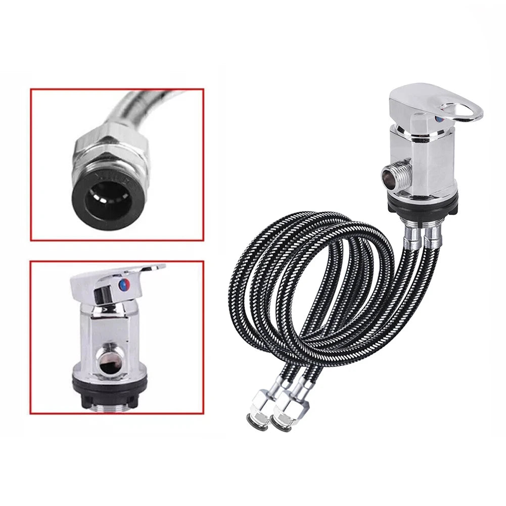 Shower Hose Valve Shower Faucet Zinc Alloy RV Shower Mixing Valve With 80CM Push-In Tailpipe Outlet G1/2 Camper Accessories
