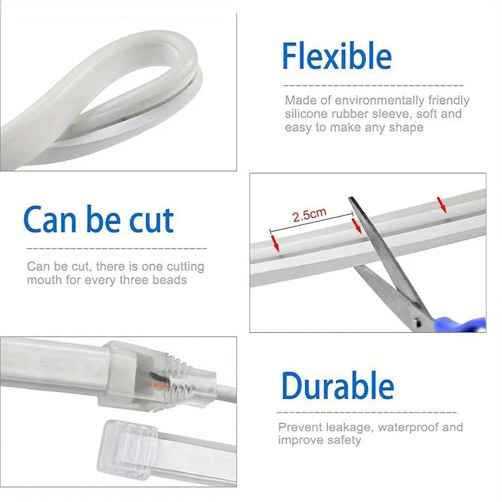 Neon LED Light Strip Smart Touch Sensor Switch Dimmable Neon Sign Flexible Led Ribbon Waterproof Rope Tube Lamp Backlight Decor