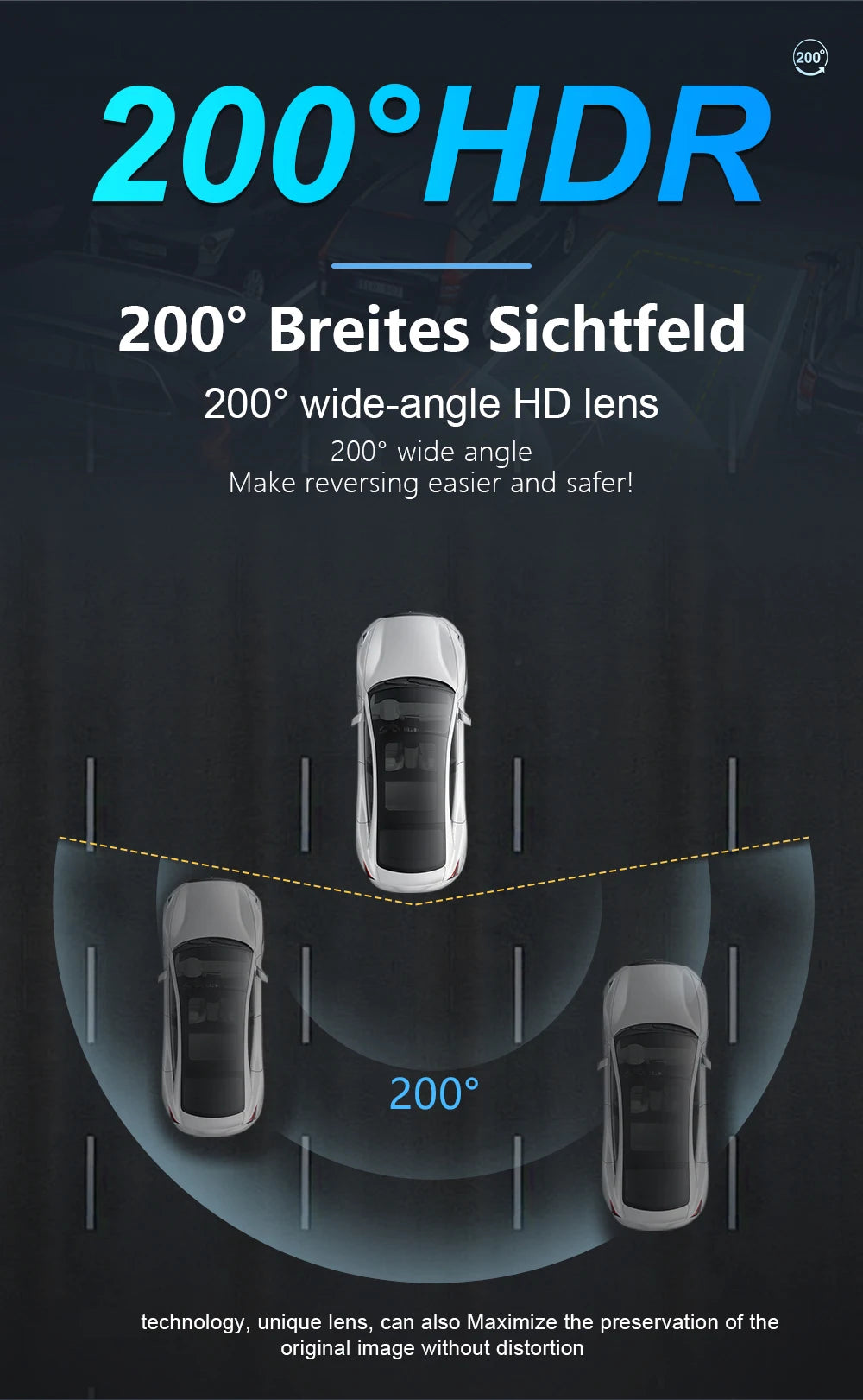Car Rear View Camera 200° AHD 1920x1080P For Fisheye Golden Lens Full HDR Night Vision Vehicle back car reversing Front Camera