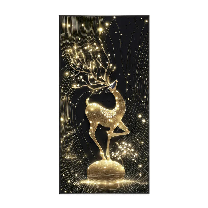 Light Luxury Deer Deer Wealth Making Entrance Led Decoration Painting Home Decoration Corridor Living Room Wall Painting Lights