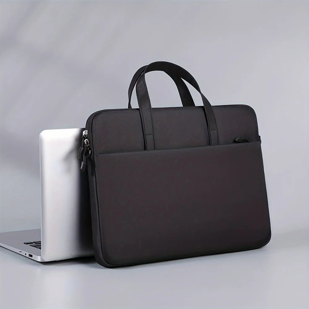 1 solid-color, minimalist, portable laptop bag; portable business travel laptop sleeve; zippered crossbody laptop bag