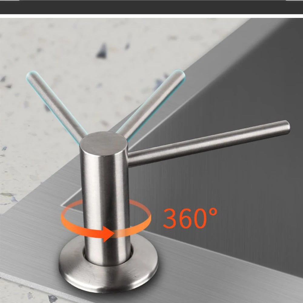 Slim Metal Head Liquid Soap Dispenser Kitchen Sink Bathroom Under Counter Lotion Holder Pump Dish Wash Detergent Silicone Tube