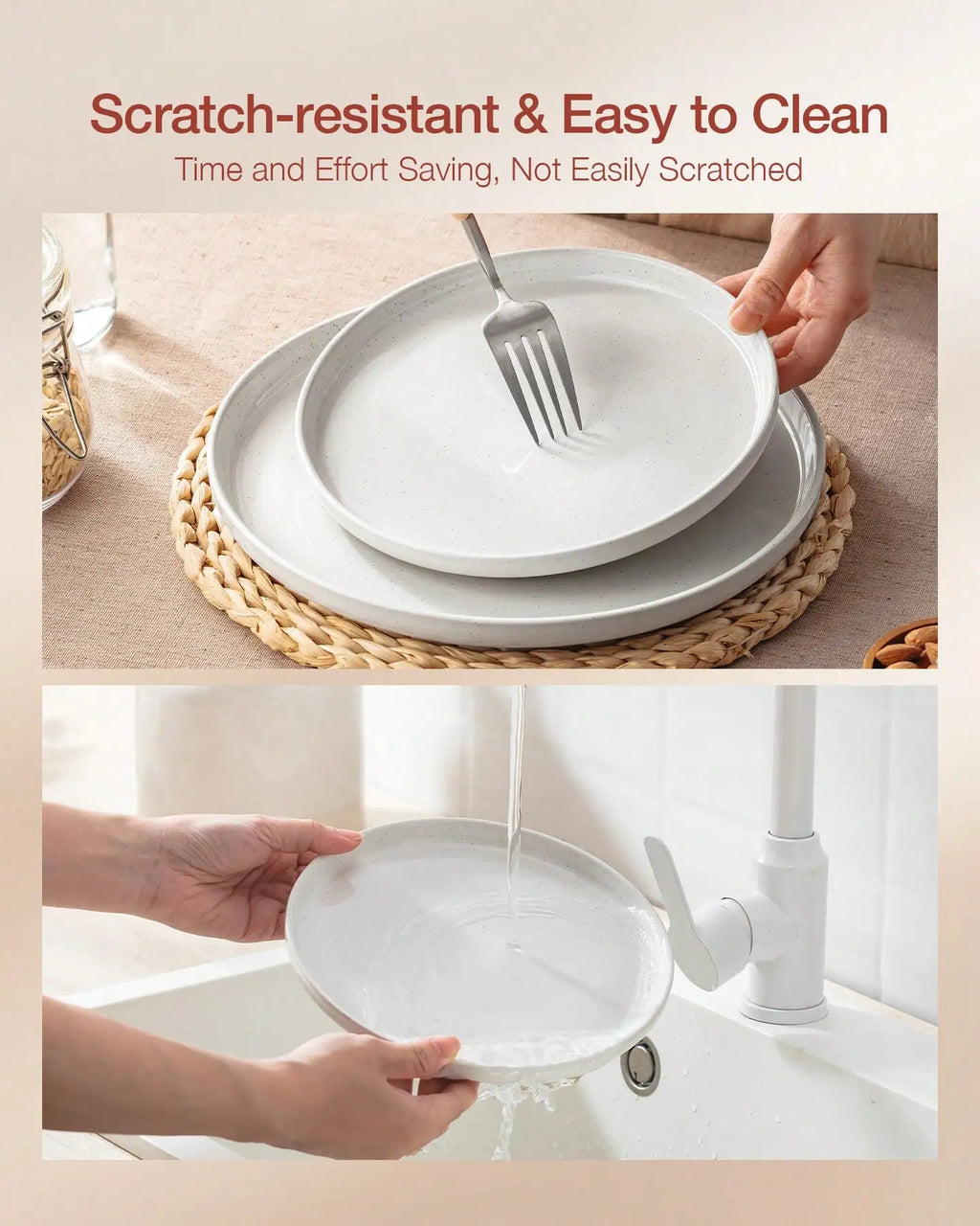 Dinnerware Sets Nordic Modern Dishes Set For 4 Off White Speckled Glazed Ceramic Stoneware 12 Pieces Plates And Bowls Set Microwave Safe For Home Kitchen Dining Housewarming Thanksgiving Christmas Gift