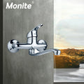 Monite Wall Mounted Bathtub Chrome Brass Bathroom Basin Mixer Faucet Sink Tap Hot & Cold Water Mixer Retail Laundry Faucet