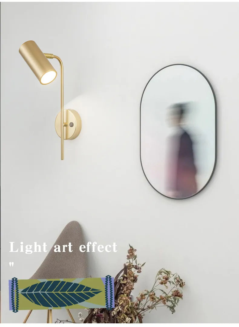 Modern Rotatable Wall Lamp Living Room Background LED Wall Light Bedroom Bedside Light Aisle Long Pole Switch Lamp