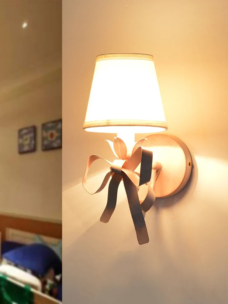 2025 Modern Simple Light Luxury E14 Bowknot Wall Lamp Living Room Bedroom Girl Princess Children Room Lights