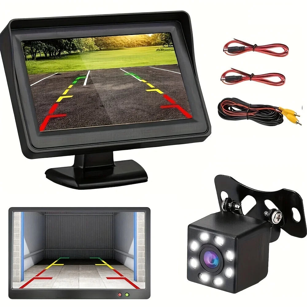 Car Monitor Camera 4.3-inch Display HD Reversing Rearview Camera Car Reversing Kit For Car Pickup Universal