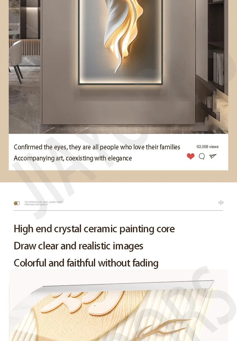 Modern Light Luxury Entrance Door Decoration Painting, Simple Abstract Corridor Hanging Painting Wall Lamp Painting Led Lights