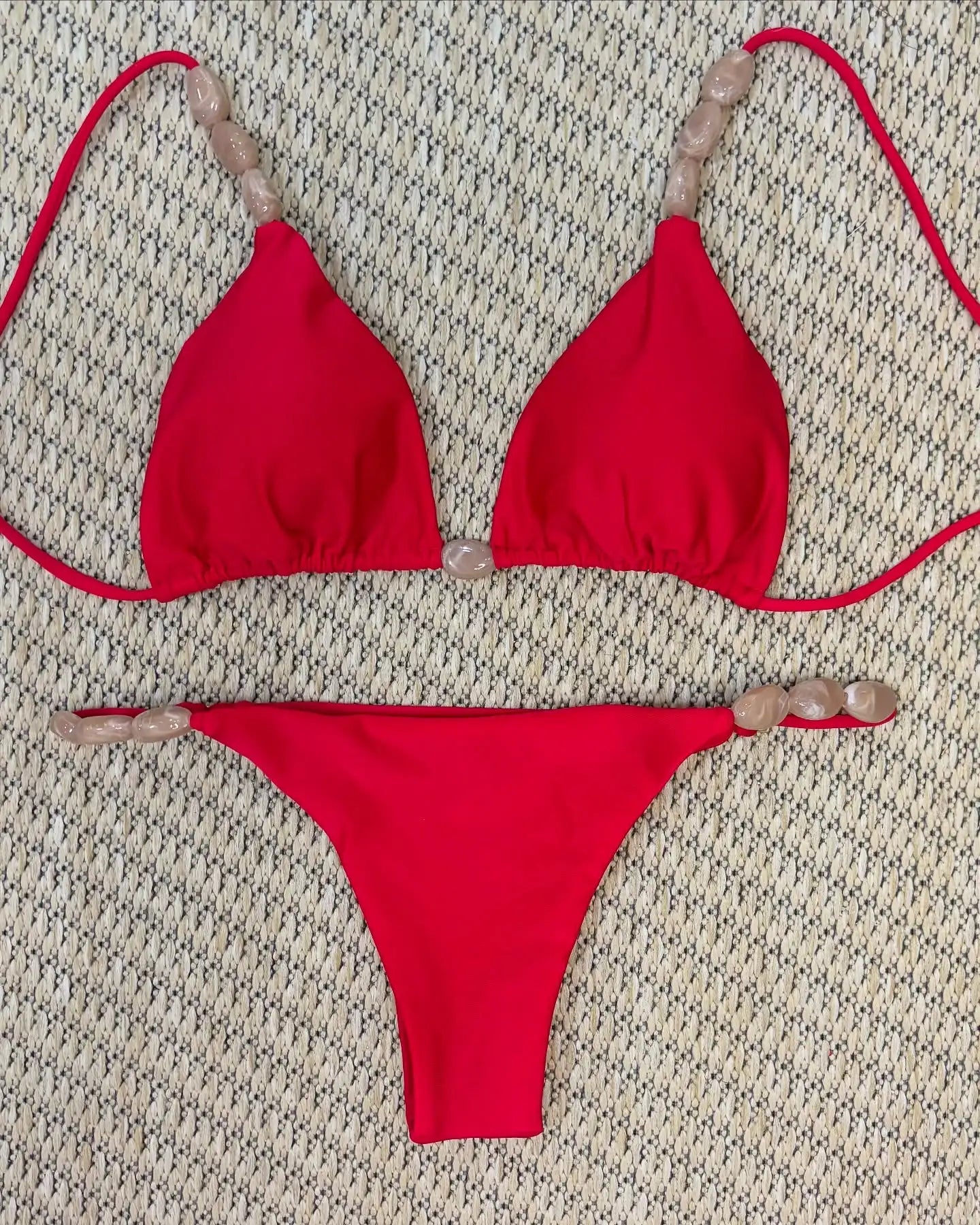 Sexy Bikini Swimwear Women Swimsuit Halter Bead Bikini Set Bathing Suit Two Piece Bikini Summer Beachwear