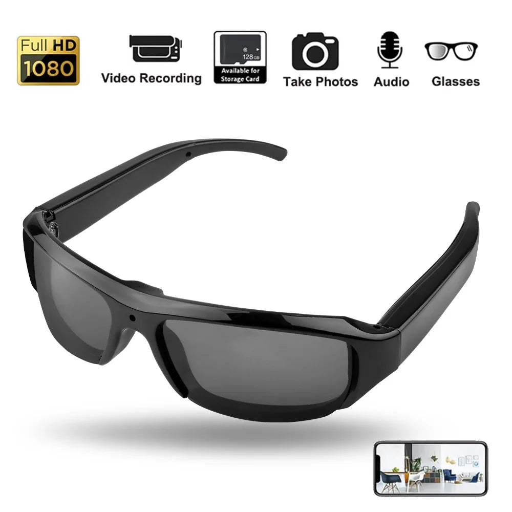 HD 1080P Mini Camcorder Glasses Camera For  For Driving Polarized Sunglasses Sports Camera Driving Cycling Video Recorder