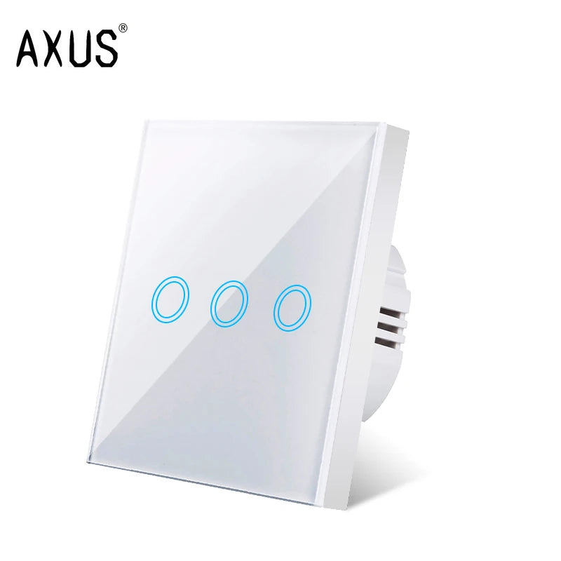 EU AC100-240V Tempered White Crystal Glass Touch Switch Panel Wall Light Switches Sensor Button 1/2/3Gang Lamp Interruttore
