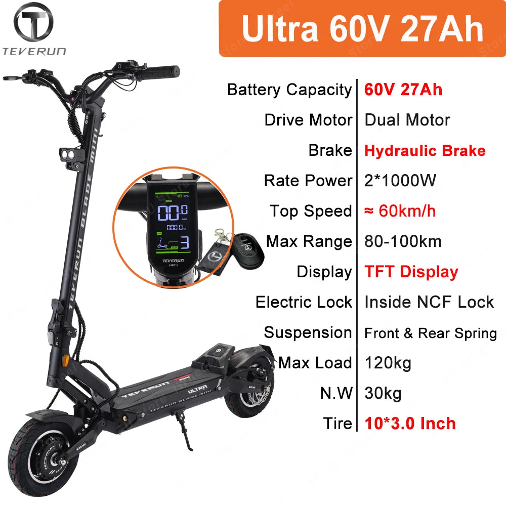 Newet Blade Mini Ultra 60V 27Ah TFT Display Inside NFC Full Hydraulic Brake Dual Motor Blade MINI Ultra
