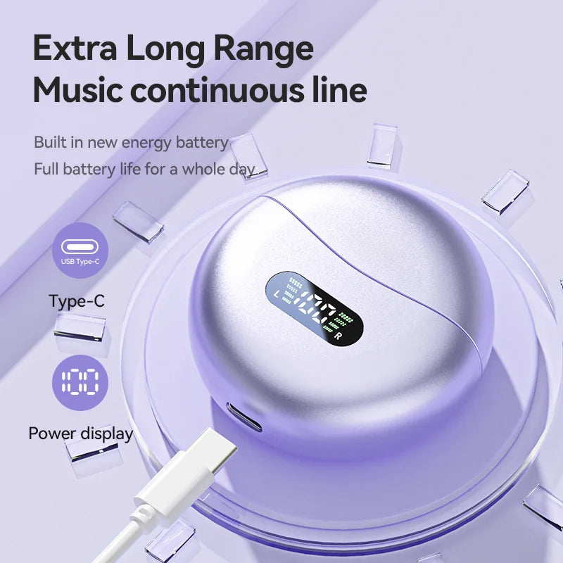 Lenovo Open Ear Clip On Headphones Wireless TWS Earbuds Noise Reduction Low Latency LED Display for Sports Running Gaming