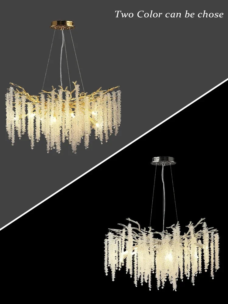 Modern light luxury living room crystal chandelier dining room bedroom French crystal lamp artistic decoration branch lamp