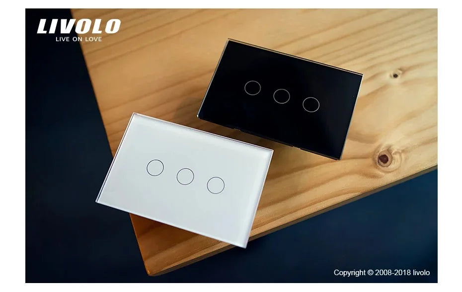 Livolo US/AU Standard Wall Touch Switch Crystal Glass Panel Touch Control Light Switch AC 110~250V/50~60Hz