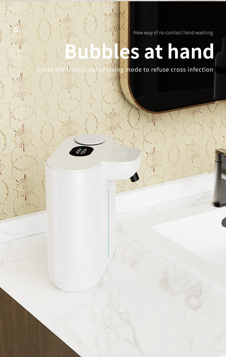 500ML Large Capacity HD Display 9-Gears Adjustable Foam/Liquid Control Automatic Sensor Soap Dispenser Portable Hand Wash Bottle