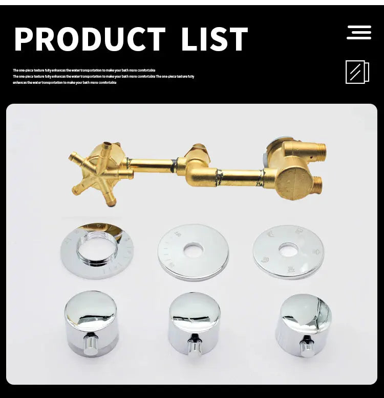 New Triple Handle Thermostatic Brass Shower Faucet Shower Room Auto Thermostatic Control Valve Mixer Tap  2/3/4/5 Way Diverter