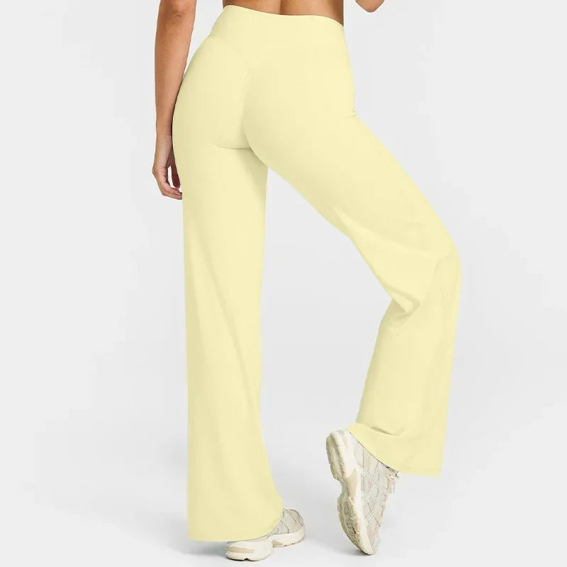 Straight-Leg Pants Ultra Soft Butter Fabric Women's Mid-Waist Yoga Pants GYM Naked Feel Pilates Running Sport Trousers