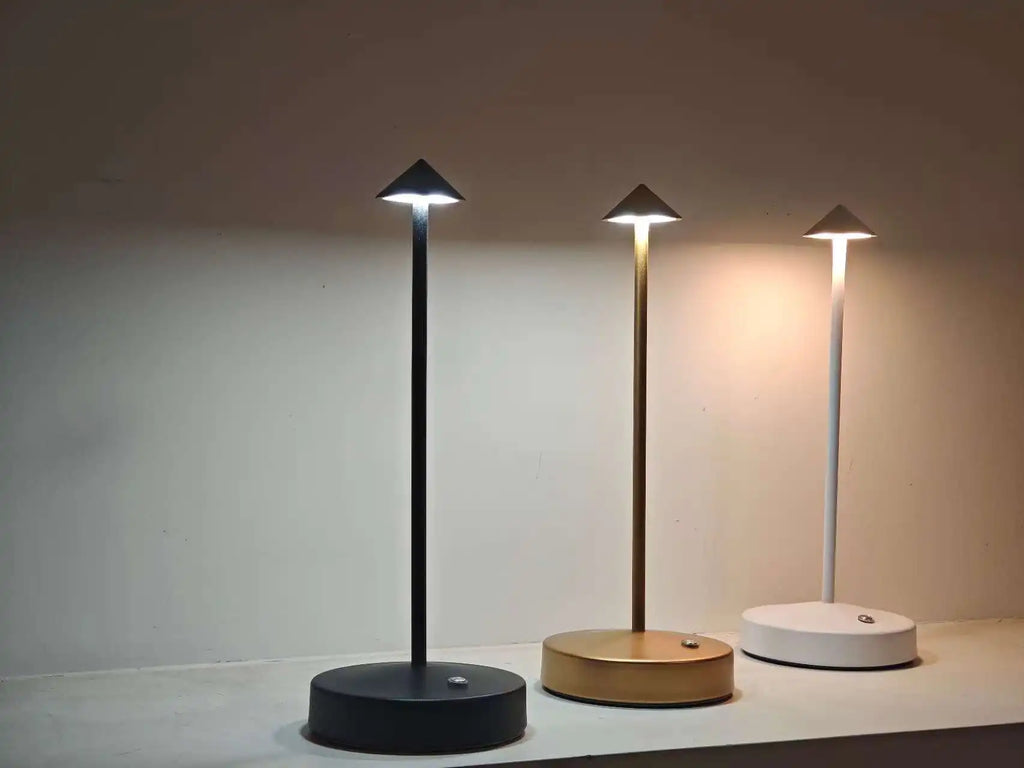 Modern Led Desk Lamp, Wireless, Adjustable Lighting, Dimmable, Touch Control, Rechargeable Lithium Battery, 800Mah, USB Powered, Button Control, Matte Plastic Metal Surface, Pointed Top, Solid Color, Dreamy Theme, Cute, Light