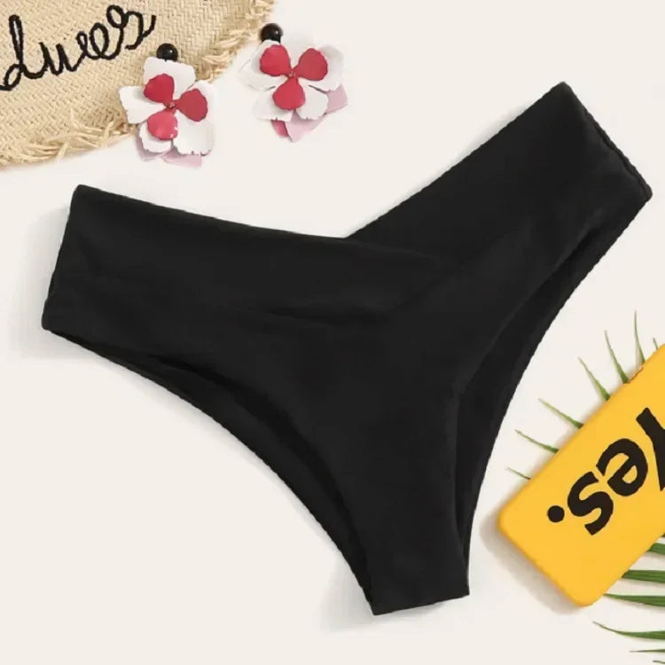 Sexy Brazilian Thong Bikini Bottom Women's Swimwear Briefs Classic Cut Swim Shorts Ladies Swimsuit V Cheeky High Waisted Bikini