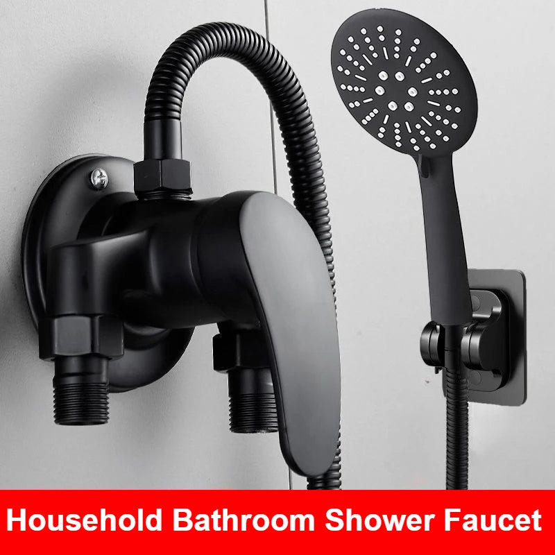 Cold Hot Mixer Tap Bathroom Faucets Black Shower Faucet Shower Head Set Household Wall Mounted Shower Mixer Valve Switch