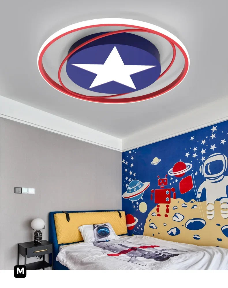 Modern Children's Room Bedroom Ceiling Light Minimalist Modern LED Ceiling Light Creative Cartoon America Captain Lighting Fixtu