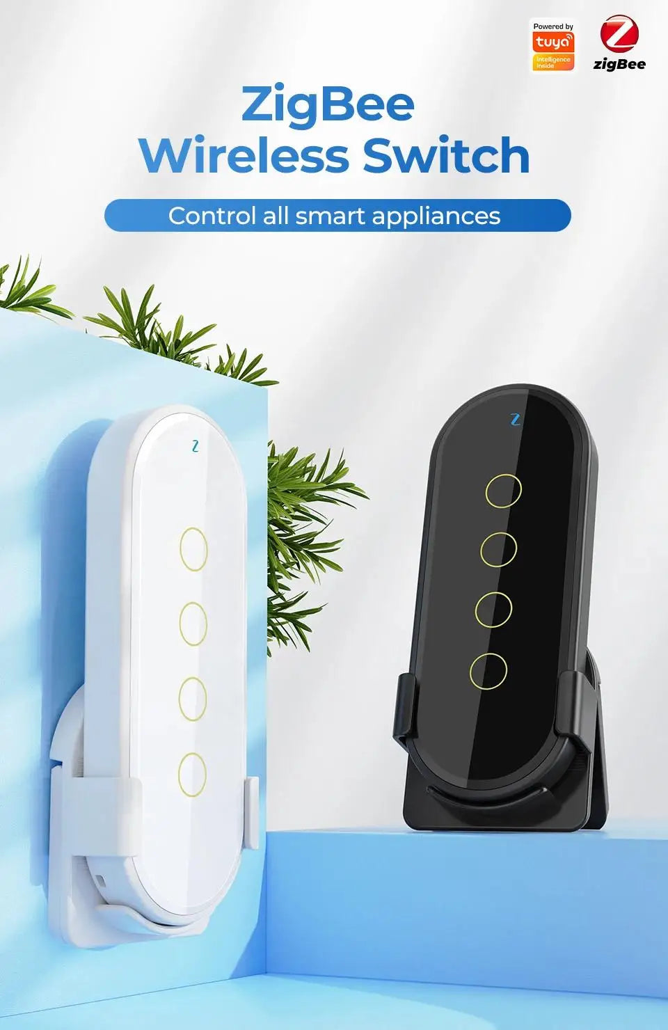 Tuya ZigBee Wireless Smart Home Scene Switch Light 4 Gang 12 Scene Touch Light Switch Remote Control Smart Life App