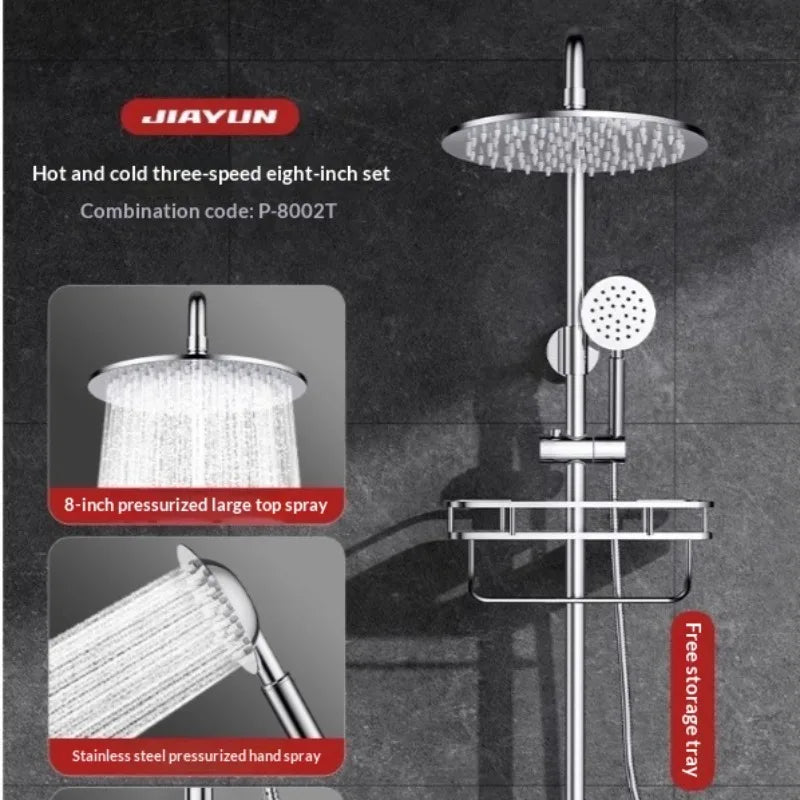 304 Stainless Steel Thermostatic Rainfall Shower Set High Pressure Wall Mounted Bathroom Mixer Tap Handheld Circular Square